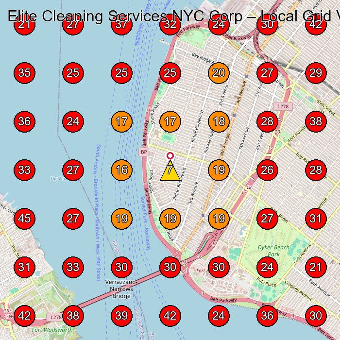 Elite Cleaning Services NYC Corp GeoGrid visibility map for Commercial Cleaning Service in Brooklyn